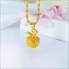 Pingente de Maçã Banhado a Ouro Cobre Fosco, Moda Feminina Luxo Leve Ouro Imitação Duradouro Sem Desbotar Pingente de Colar Clavícula Véspera de Natal