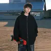 NASA SOBRE Sudadera cárdigan deconstruida estilo americano de peso pesado para hombre, primavera y otoño 2026 nueva chaqueta con capucha casual holgada