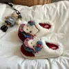 Lindas pantuflas de algodón esponjoso con temática de gatos para mujer, perfectas para el invierno, estudiantes y uso en interiores; pantuflas de felpa gruesas, de suela suave y cálidas