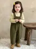Conjunto de dos piezas para bebé y niño pequeño de primavera y otoño: Mono de bebé niña + camiseta básica de rayas, ropa de exterior para niños de otoño