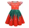 Vestido de Navidad de Manga Voladora para Niños de Venta Caliente Transfronteriza Vestido de Princesa con Estampado Digital 3D de Copo de Nieve Papá Noel para Mujer