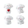 Miniatura de Perro Blanco Lindo en Forma de Corazón, Accesorios de Decoración para Casa de Muñecas DIY, Adornos Pequeños para Coche y Escritorio