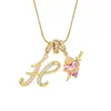 Europa y Estados Unidos transfronterizo 26 letras conjunto de cobre circonita cadena de serpiente redonda collar letras colgante de oro creativo simple letras