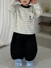 Ropa para Niños Estilo Coreano Conjunto de Otoño Ropa de Otoño para Bebés 2026 Ropa Infantil Conjunto Casual de Camiseta a Rayas para Niños Pantalones