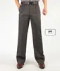 Pantalones de papá Primavera y Otoño para Hombre de Algodón Sueltos Rectos Cintura Alta Tiro Medio Pliegues Dobles Casuales Tallas Grandes para Hombre