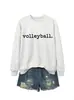 Sudadera casual simple con estampado de letras para mujer, cómoda, para voleibol, nueva de otoño e invierno, tienda independiente de Amazon Wish