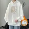 Sudadera con Capucha de Peso Pesado Suelta Estampada 2025 Nueva Tendencia Casual Versátil Holgada Moda Otoño Invierno Sudadera