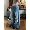 Jeans rasgados estilo retro americano talla extra para mujer, nuevos estilos de verano y otoño, pantalones holgados de pierna recta y pierna ancha, pantalones largos hasta el suelo