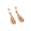 Brinco de Gota Fashion Europeu e Americano Cor Dourado Champagne Vazado Flor Esculpida Brincos Retrô Elegantes Populares