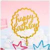 Cartão acrílico de bolo de aniversário vestido dourado cartão HB acrílico mesa de panificação layout rosa