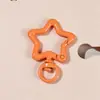 Anel de metal com fecho de mola, pingente para chaveiro, acessório para bolsa, materiais, estrela colorida, feito à mão, DIY, com contas de metal