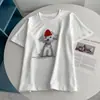 Camiseta de Algodón Estampada Cuello Redondo Caperucita Roja Cachorro Manga Corta 2026 Primavera y Verano Nuevo Estilo Coreano Casual Versátil Top de Moda