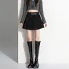 Saia de lã marrom para mulheres, novo estilo outono e inverno, anti-exposição, cintura alta, emagrecedora, saia curta plissada
