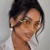 Gafas Poligonales Retro Americanas para Mujer Ins Lujo Ligero Patas Metálicas Finas Sensación de Alta Gama Gafas de Sol Tendencia de Moda Gafas de Sol