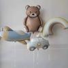 Globo de película de aluminio mate retro de oso avión para coche, decoración de escena de fiesta de cumpleaños infantil, accesorios para fotos