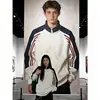 Sudadera cárdigan de cuello alto con tres rayas estilo americano para hombre y mujer, chaqueta de pareja de moda para primavera y otoño, chaqueta deportiva unisex