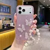 Cordón de Mariposa de Perla 3D con Diamantes Completos Adecuado para Funda de Teléfono Apple 12 Protección Creativa para Teléfono 17Pro