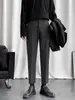 Pantalones Occidentales Pequeños Nueve Puntos Ajustados Rectos Casuales Pantalones de Verano para Hombre Nuevo Dape de Alta Gama Color Sólido Primavera Pantalones Casuales