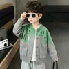 Cardigã verde com estampa de crocodilo para meninos, primavera e outono, jaqueta de tricô estilosa estilo coreano para crianças, suéter de outono para bebês e crianças maiores, qualidade de exportação