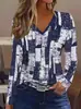 2026 Nova Camiseta com Estampa 3D de Gato, Decote em V, Manga Longa, Estilo Europeu e Americano para Mulheres, Moda Casual para Primavera e Outono
