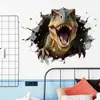Fondo de pantalla de dinosaurio con pared de ladrillo 3D T-Rex Pegatinas Pintura de decoración de pared para habitación infantil