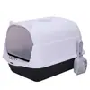 Arenero grande completamente cerrado con puerta Inodoro para gatos a prueba de olores Arenero de tapa abatible de tres capas Suministros para mascotas gatos