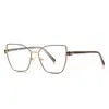 Gafas de moda color rosa té anti-luz azul 3145CP montura dorada tipo patilla cara grande chica popular con montura óptica de comercio exterior