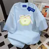 Camiseta de Manga Corta de Algodón Puro de Peso Pesado Estilo Coreano de Gama Alta para Hombres y Mujeres, Verano Ajuste Holgado, Adelgazante, Versátil Cuello Redondo Top Casual, Estilo Ins