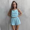 Transfronterizo 2025 Verano Europeo y Americano para Mujer Traje Casual Estampado Moda Manga Corta Cuello Redondo Shorts Pijama Conjunto de Dos Piezas