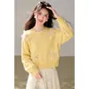 Sí Suéter floral de manga larga, top cálido y rejuvenecedor, amarillo y morado, otras fuentes de fábrica, para mujer