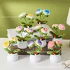 Planta em Vaso Rosa de Lã Acabada Transfronteiriça Planta Pequena Pura Tricotada à Mão Presente Tricotado em Lã Enfeites de Escritório