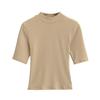 Estilo Americano Verão 2025 Nova Spice Girl Gola Alta Pequena Manga Média Camiseta Feminina Estilo Europeu e Americano Cor Sólida Slim-fit Slim-fit Top