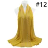 Lenço Longo de Chiffon com Pérolas Cor Sólida Strass Versátil Estilo Étnico Malaio Venda Direta da Fábrica em Estoque