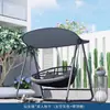 Columpio Mecedora Eléctrica para Patio de Villa al Aire Libre Columpio Doble Colgante de Ratán a Prueba de Lluvia al Aire Libre con Techo Parasol