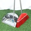 ¡Guau, juego de recogedor y escoba de acero inoxidable hecho a medida, juego redondo para limpieza del hogar en interiores, combinación de recogedor de basura y escoba