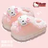 Chinelos de Algodão Infantis Autênticos Sanrio Kuromi Meninas Inverno Fofos Internos Casa Quente Chinelos de Pelúcia