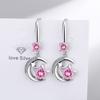 Aretes para Mujer Estilo Coreano Artístico Fresco Dulce Rosa Diamante Zircón Doble Estrella Luna Elegantes Aretes Cortos
