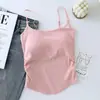 Camisola de Mujer Estilo Popular Deseo Puro Dulce y Picante Plisada Almohadilla Integrada en el Pecho Ropa Interior Diseño para Usar por Fuera Top Delgado Espalda
