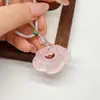Pingente de Pedra Olho de Gato Nuvem com Fecho de Nuvem e Colar de Corda, Pingente de Colar Ruyi Lock de Olho de Gato Rosa, Dropshipping Disponível