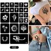 Adesivos com Padrões de Tatuagem, Moldes Vazados Esculpidos, Moldes para Tatuagem, Moldes para Pintura Spray, Moldes para Tatuagem, Suco de Henna