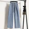 Foto Real de Jeans de Tiro Alto para Mujer, Pantalones Rectos de Primavera, Tallas Grandes, Nuevo Estilo 2025, Corte Holgado, Largo Hasta el Suelo, Pantalones de Pierna Ancha Caídos