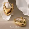 Elegantes Pendientes con Forma de Corazón, Pendientes Lisos Huecos de Acero Inoxidable, Pendientes de Moda Geométricos Simples Estilo Francés para Mujer al por Mayor