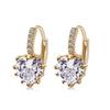 Nuevos pendientes de moda europeos y americanos con hebilla de oreja de circonita AAA, superventas de AliExpress, joyería multicolor con forma de corazón de melocotón al por mayor.