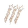 Nuevos pendientes de soldadura con cadena de garra de diamantes de imitación, accesorios de borlas, pendientes versátiles con forma de corazón y estrella redonda de cinco puntas.