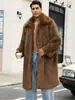 CI Cross-Border N0175 Casaco de Pele Sintética Masculino Outono/Inverno Novo Estilo Casaco Longo Masculino de Gola Quadrada Estilo Europeu e Americano