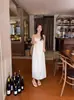 Plus Size Plissado Preguiçoso Estilo Sling vestido Feminino Verão Cor Sólida Vestido Longo Solto Slim Look Chiba Vestido