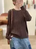 Suéter Pulóver de Punto Trenzado de Cuello Redondo Nuevo Otoño/Invierno 2026, Color Sólido, Top Casual de Punto Holgado de Manga Larga para Mujer