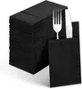 Juegos de Cuchillo y Tenedor Desechables de Alta Gama Transfronterizos, Servilletas de Papel Gruesas Libres de Polvo para Restaurantes Occidentales y Hoteles, Servilletas de Papel Libres de Polvo de Bolsillo