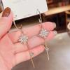 Pendientes de Flores de Circonita Nueva de Dongdaemun Pendientes Coreanos Elegantes de Borla Larga para Cara Delgada Pendientes de Pin de Plata s925