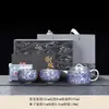 Juego de Té Kung Fu Flor de Rama con Encaje de Plata Azul y Blanco Traje Una Tetera Dos Tazas Juego de Té de Plata de Alta Gama Tetera de Lujo Ligero Ceremonia de Acompañamiento